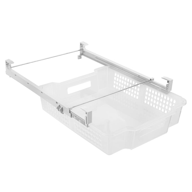 Smart Design Adjustable Pull Out Refrigerator Drawer - Extra Large - BPA Free Plastic - Holds 20 lbs - Extendable Sliding Fridge Bin, Freezer, Pantry Food Holder Storage Organizer - Kitchen - Clear - Image 2